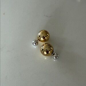 Elegant Gold and Silver Ball Earrings